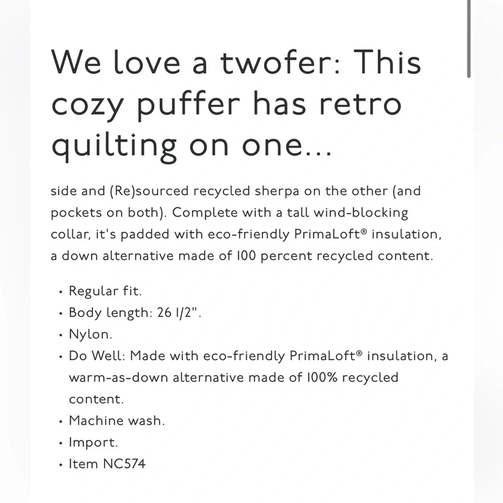 Madewell Reversible Sherpa Puffer Jacket - Picture 6 of 6